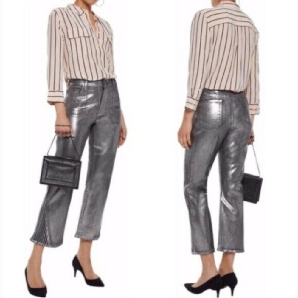 J Brand Selena Cropped Jeans Foiled chrome